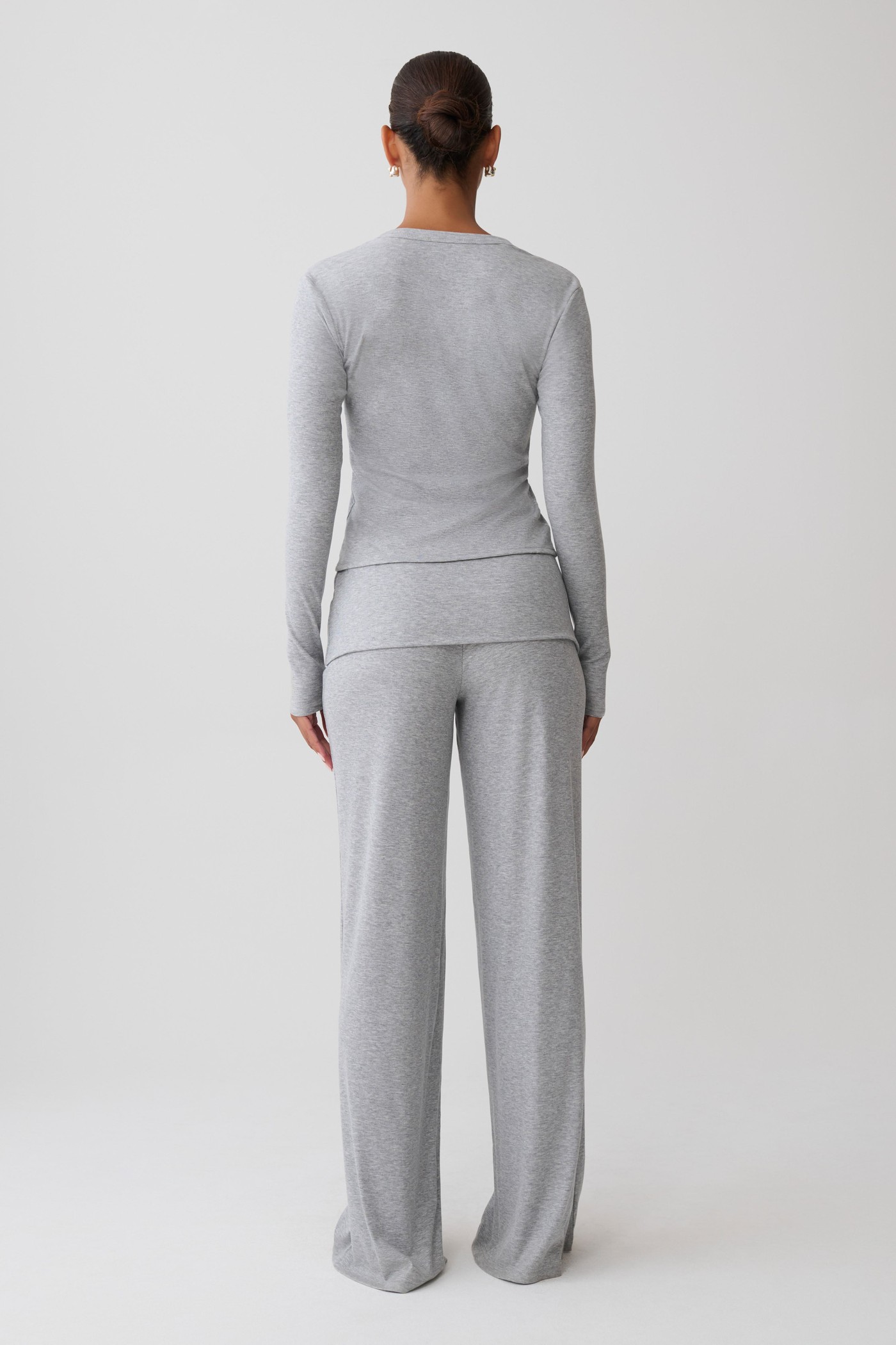 Evadne Button Down Jersey Cardigan - Grey Marle view 4