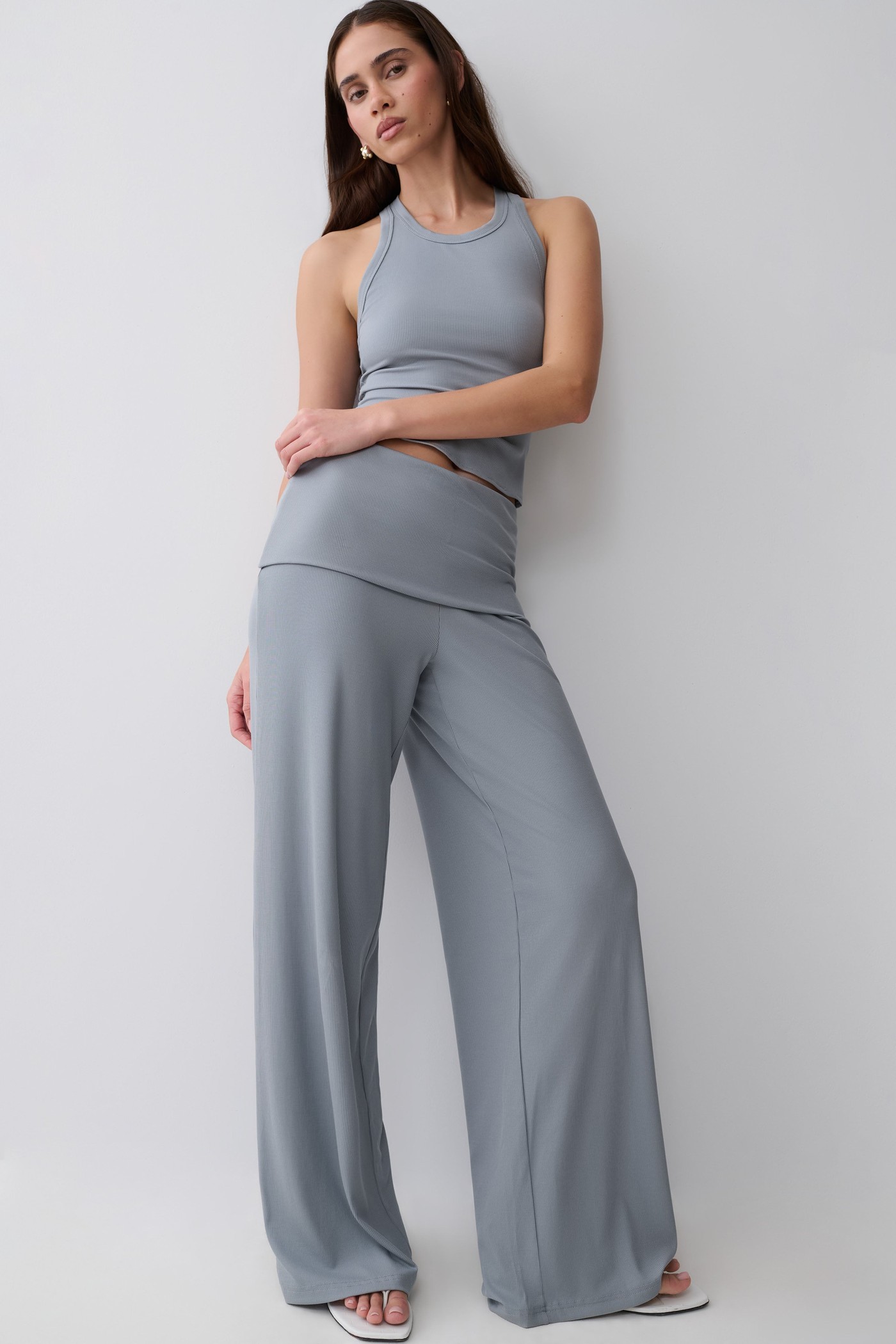 Evadne Elasticated Pants - Steel Blue view 3