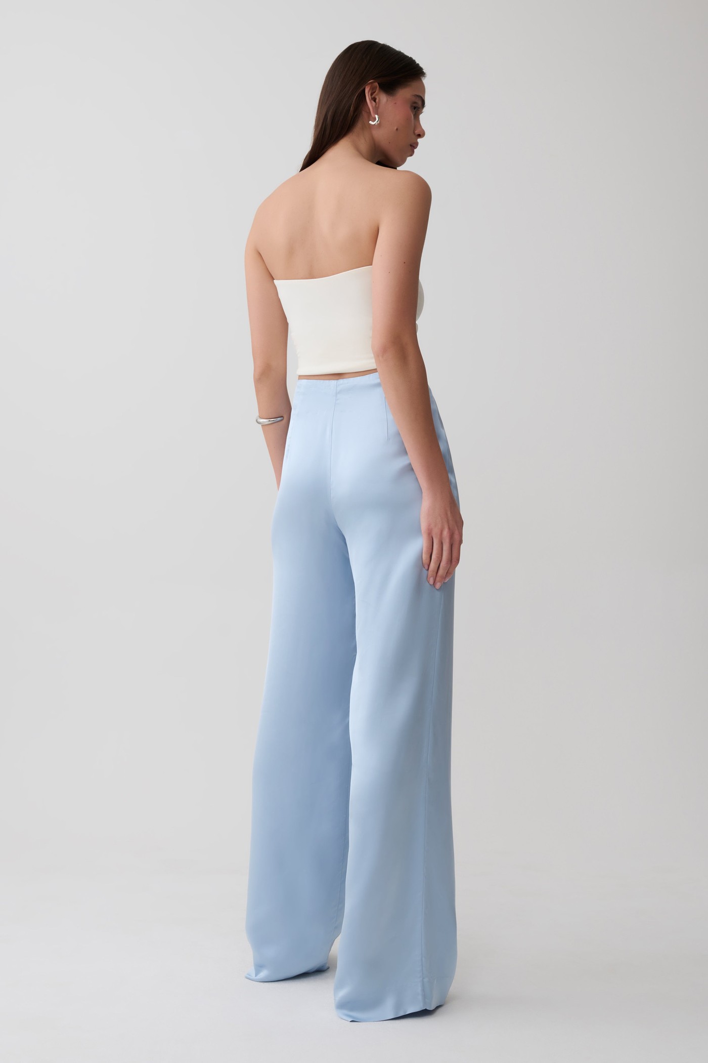 Sydney Straight Leg Satin Pants - Cornflower Blue view 4