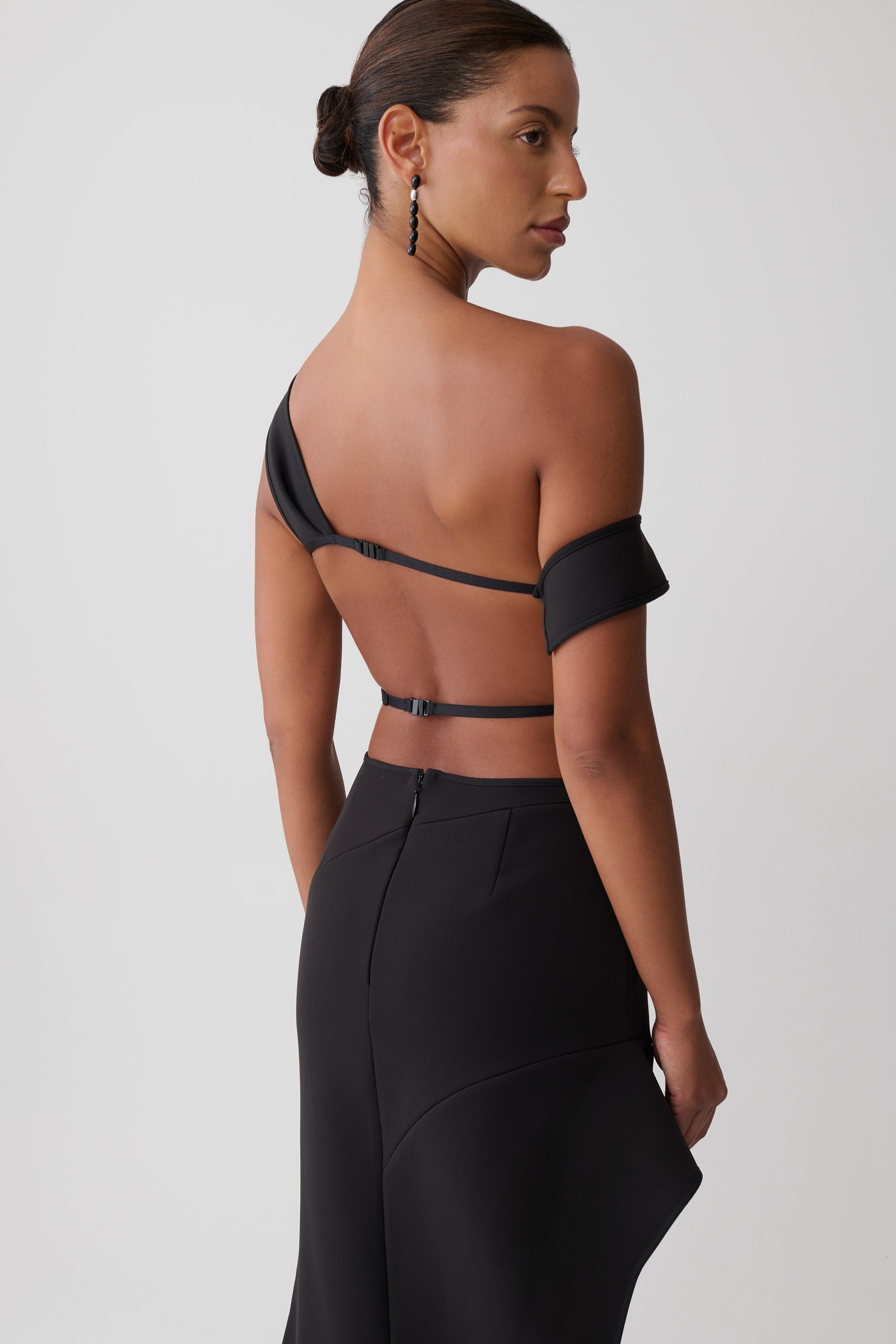 Carmine Asymmetrical Maxi Dress - Black/White view 3